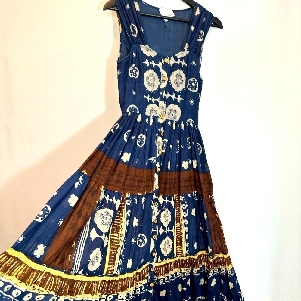 Batik Womens Maxi Dress Size XS Fit & Flare Tier Boho Peasant Hippie Art to Wear